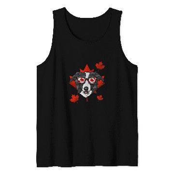 Discover Canadian Border Collie Maple Tree Leaf Canada Flag Dog Lover Tank Tops