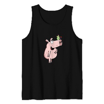Discover Pig With Bird Fun Art For Pig Or Farm Lover Tank Tops