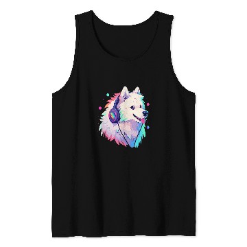 Discover Cute Samoyed DJ Electronic Music Festival Tank Tops