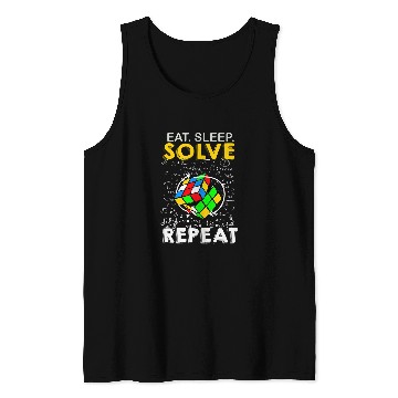 Discover Eat Sleep Solve Repeat Math Speed Cubing Genie Cube 27 Tank Tops