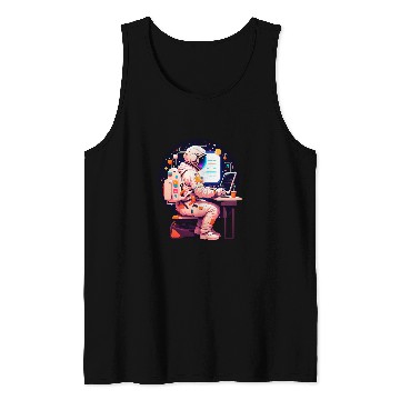 Discover Astronaut Explorer Galaxy Coding Laptop Space Tank Tops