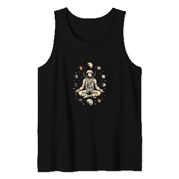 Discover Astronaut Yoga Pose Planet Space Meditation Spaceman Tank Tops