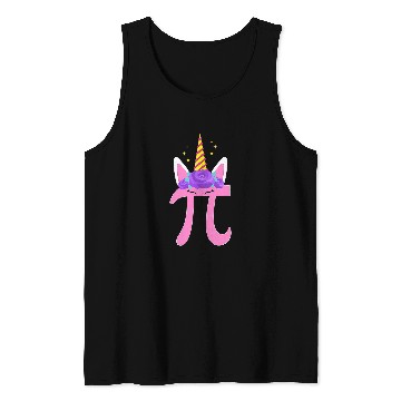 Discover Womens Cute Unicorns Face Pi Day Math Geek Tank Tops
