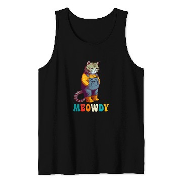 Discover Funny Cat Farmer Meme Meow Howdy Meowdy Tank Tops