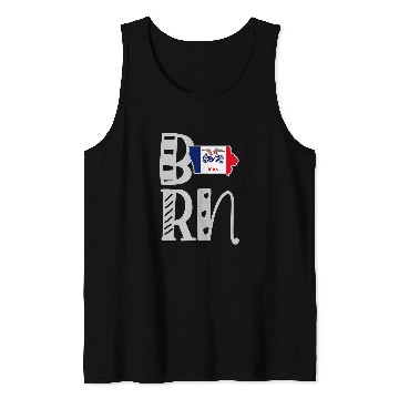 Discover Born Iowa in Art Block Letters Tank Tops