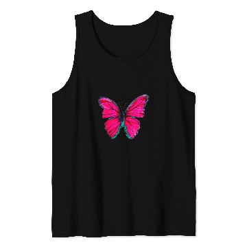 Discover Pink Watercolor Butterfly Illustration Tank Tops