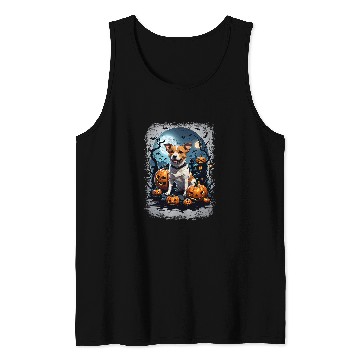 Discover Cute Jack Russell A Spooky Haunted House Full Moon Tank Tops