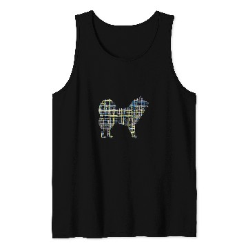 Discover Dog Samoyed Silhouette Abstract Grid Pattern Tank Tops