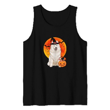 Discover Dog Samoyed Halloween Pumpkin Dog Tank Tops