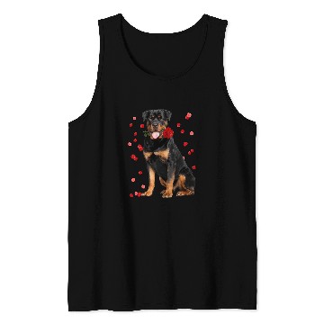 Discover Dog Rottweiler With Rose Falling Cute Valentines Day Tank Tops
