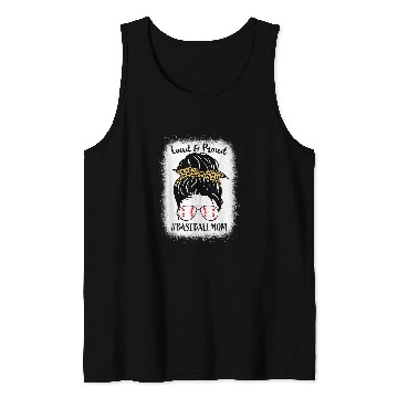 Discover Loud Proud Baseball softball Mom Messy Bun Leopard Bleached Tank Tops