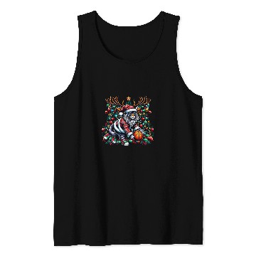 Discover Funny Santa Maine Coon Cat Play Basketball Christmas Tank Tops