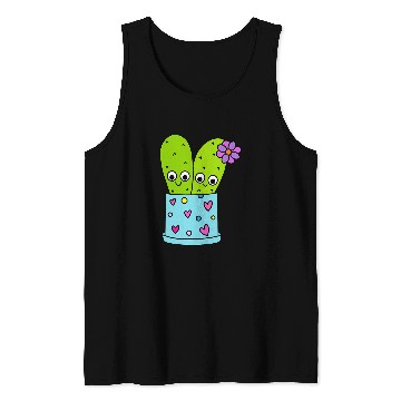 Discover Cacti Couple In Cute Pot Tank Tops