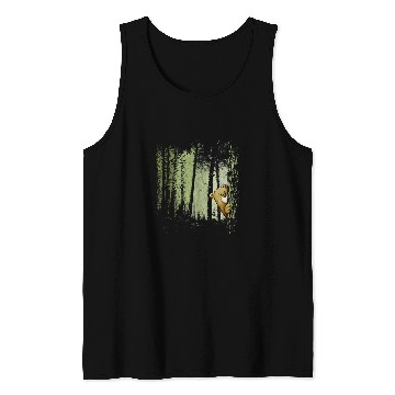 Discover Funny Cute Cartoon Bear Hiding In Twilight Forest Outdoor Tank Tops