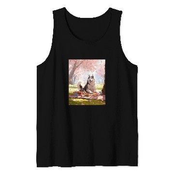 Discover Husky Cherry Blossom Funny Dog Picnic Tank Tops