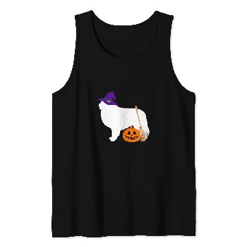 Discover Great Pyrenees Halloween Dog Wearing Witch Hat Tank Tops