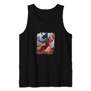 Discover Heeler Dog Eagle American Flag 4th July Independence Day Tank Tops
