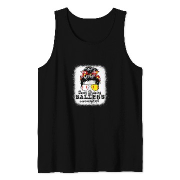 Discover Messy Bun Mom Of Both Baseball Softball Busy Raising Ballers 2 Tank Tops