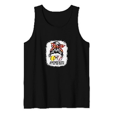 Discover Messy Bun Mom Of Both Softball Baseball Bleached Mothers Day Tank Tops