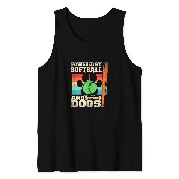 Discover Funny Powered By Dogs and Softball Player Tank Tops