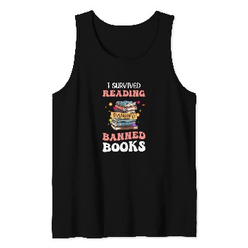Discover I Survived Reading Banned Books Week Librarian Groovy Reader Tank Tops