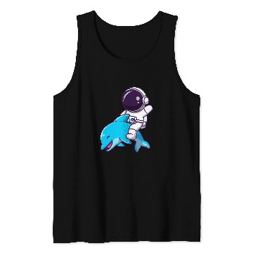 Discover Funny Astronaut on Dolphin in Space Cool Dolphin Astronaut Tank Tops