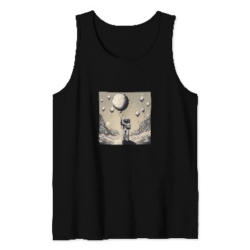 Discover Galactic Astronaut Explorer Holding Planet Balloons STEM Tank Tops