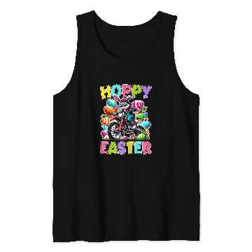 Discover Kids Hoppy Easter Motorcycle Kids Funny Easter Egg Hunt Dirt Bike Tank Tops