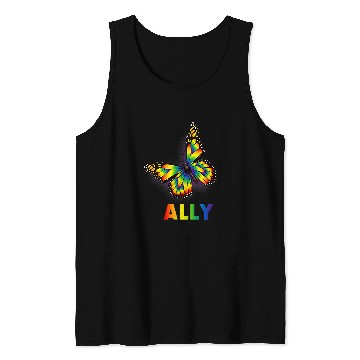 Discover LGBTQ  Ally Rainbow Flag Butterfly Design Pride Tank Tops