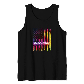 Discover STEM Teacher US Flag Science Technology Engineering Math 21 Tank Tops