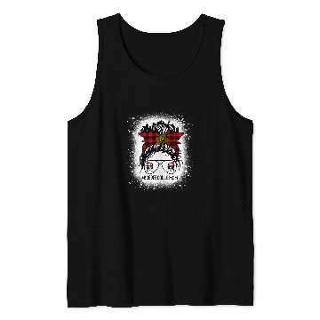 Discover Border Collie Mom buffalo plaids Messy Bun Christmas Bleached Tank Tops