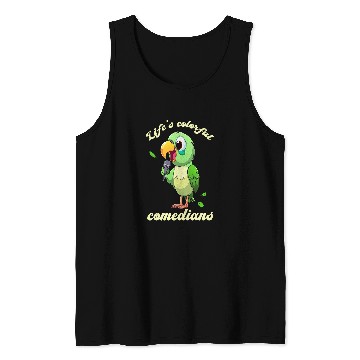 Discover Parrot In Comic Look Microphone Tank Tops