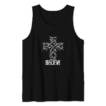 Discover Believe Christian Barbed Wire Cross Jesus Christ Christians Tank Tops