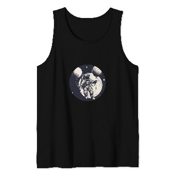 Discover Galactic Astronaut Explorer Holding Planet Balloons STEM 1 Tank Tops