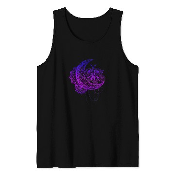 Discover Moth Astrology Witchcraft Insect Pagan Occult Crescent Moon Tank Tops