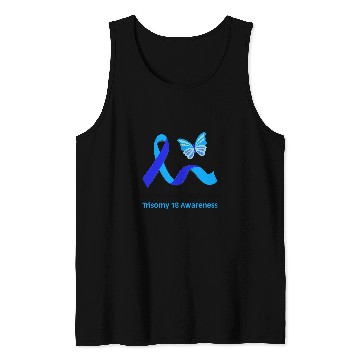 Discover Trisomy 18 Awareness Butterfly Support Light Blue Ribbon 21 Tank Tops