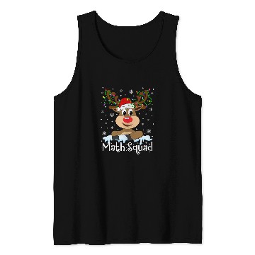 Discover Math Teacher Squad Reindeer Christmas Teacher xmass Lights Tank Tops