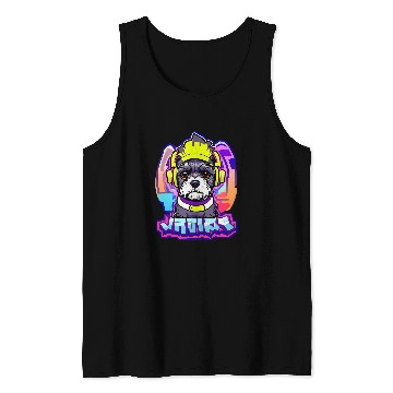 Discover Mini Schnauzer colored with headset kawaii dog graphic Tank Tops