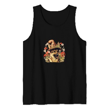 Discover Cottagecore German Shepherd Aesthetic Dog Lover Mushroom Hat Tank Tops