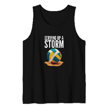 Discover Serving Up A Storm Funny Beach Volleyball Tank Tops