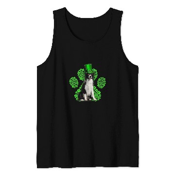 Discover Border Collie Shamrock Paw Clovers St Patricks Day Tank Tops