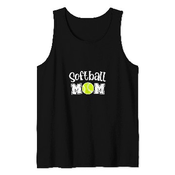 Discover Softball Mom w Yellow Softball White Design Tank Tops