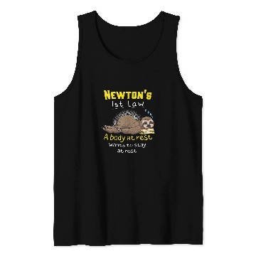 Discover Newtons Law Funny Physics Joke Inertia Cartoon Tank Tops