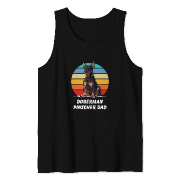 Discover Funny Doberman Pinscher For Dogs Dad Lovers Retro Sunset Tank Tops