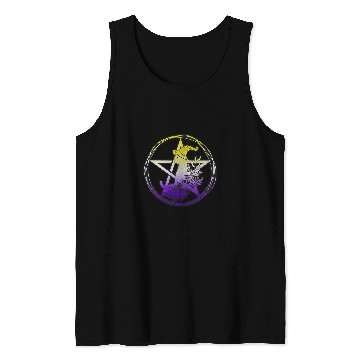 Discover Nonbinary Cat Pentagram Pagan Witch NB Enby Pride Floral Tank Tops