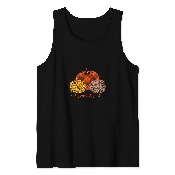 Discover Plaid Leopard Pumpkin Thanksgiving Happy Fall Vintage Tank Tops