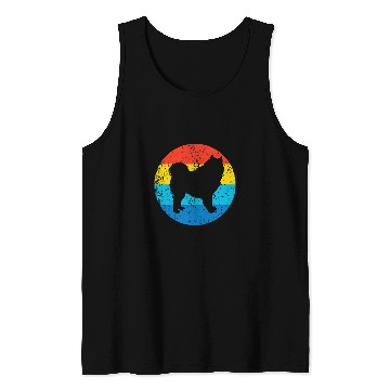 Discover Dog Samoyed Breed Silhouette Retro 1970s Circle Tank Tops