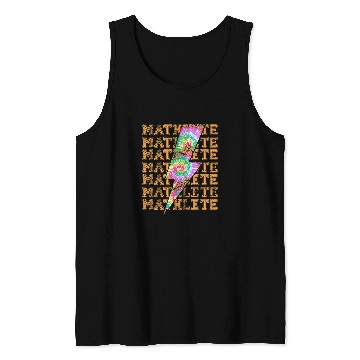 Discover Mathlete Lightning Bolt Tie Dye Leopard Stacked Words Math Tank Tops