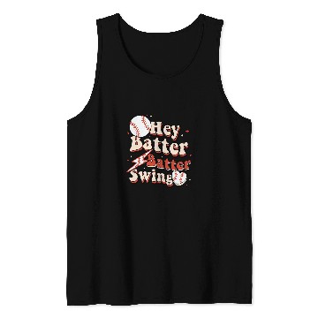 Discover Retro Groovy Game Day Hey Batter Batter Swing Baseball Tank Tops