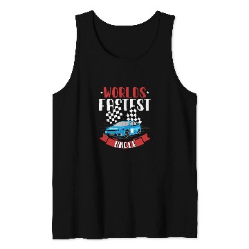 Discover Worlds Fastest Uncle Race Car Checkered Flag 3 Tank Tops